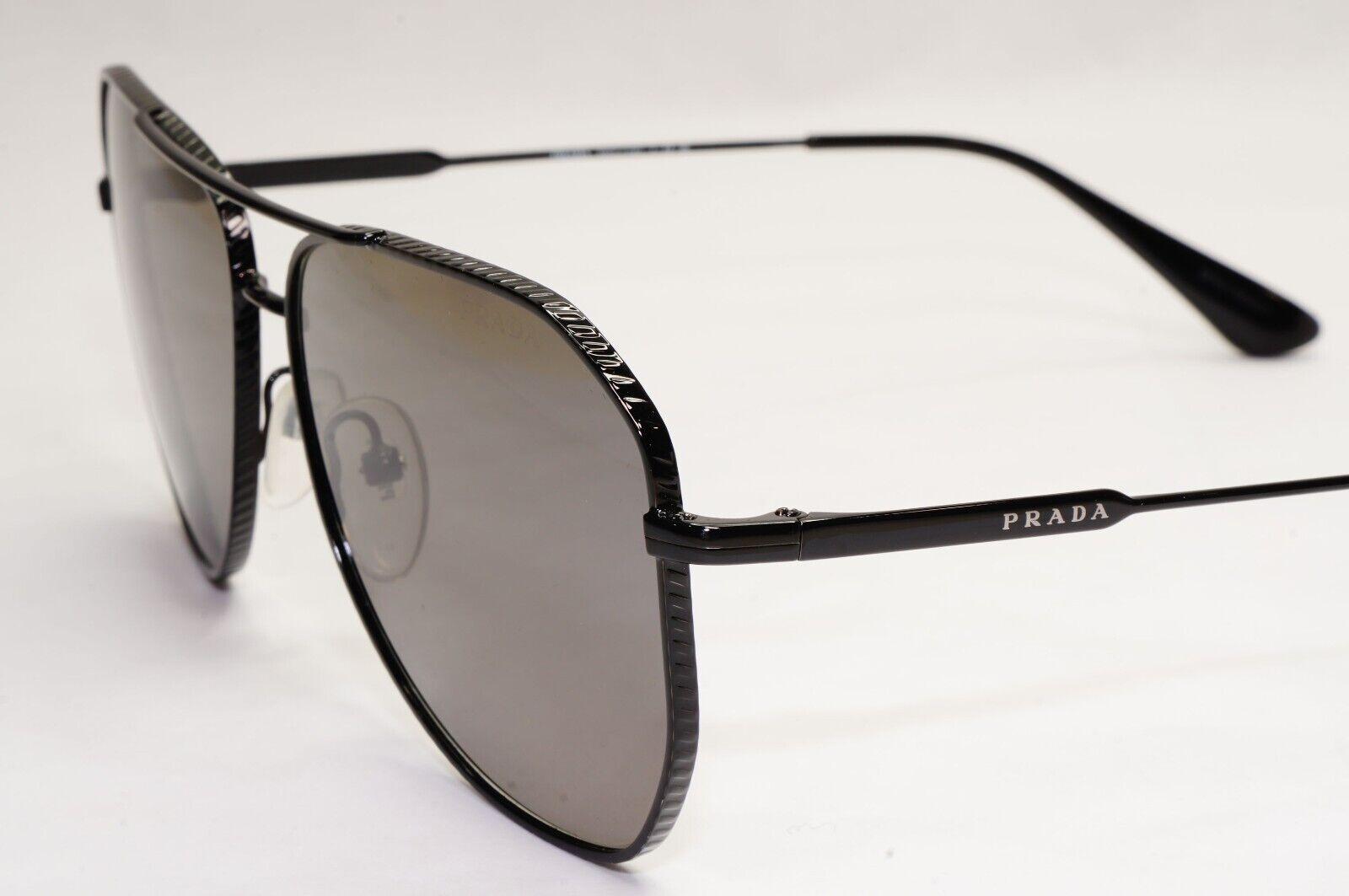 Prada Sunglasses Black Glass Lens Grey Pilot Square PR63XS SPR 63X 1AB-731 39536