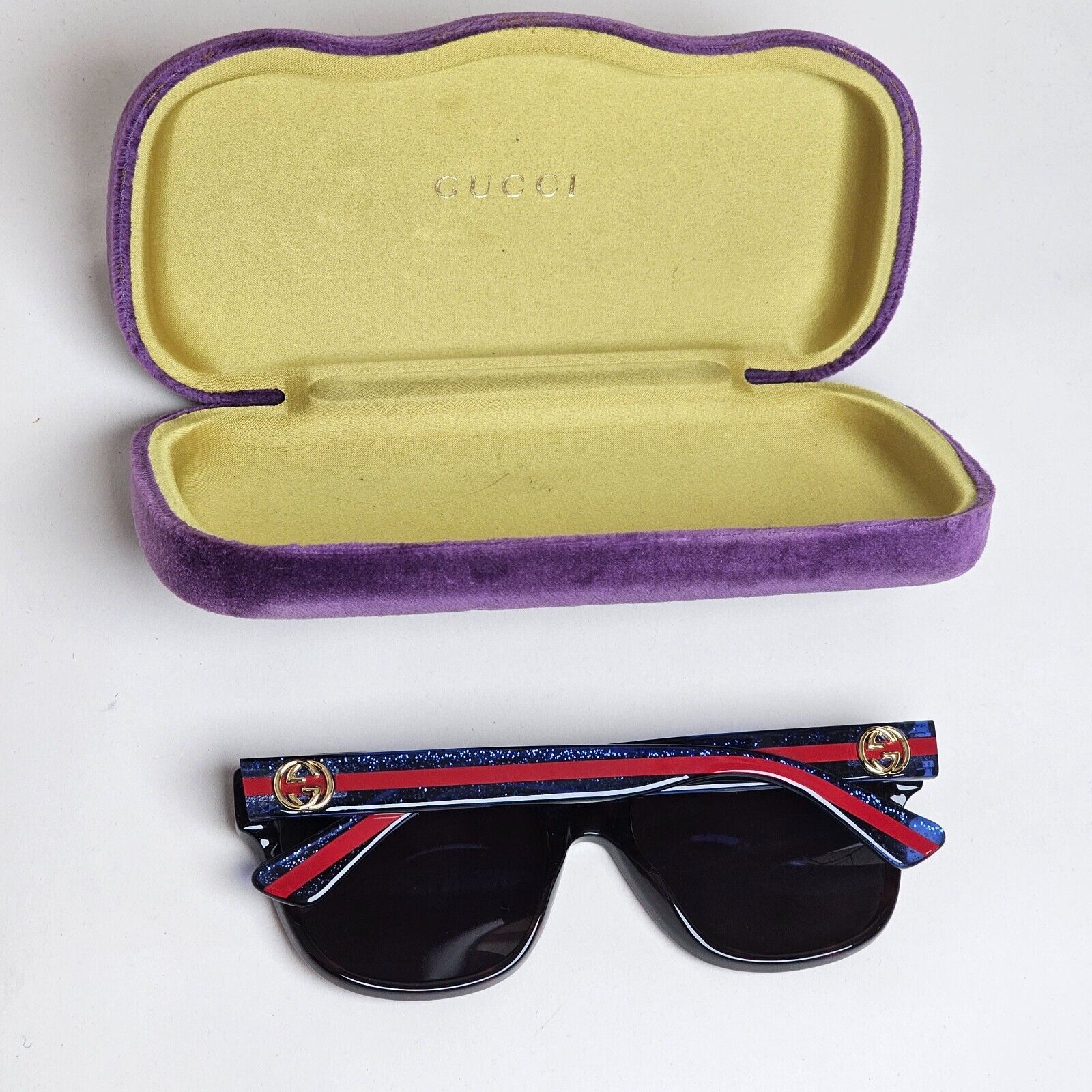 Gucci Sunglasses 2017 Brown Blue Square Red Stripe GG0038ON 003 54mm 100225