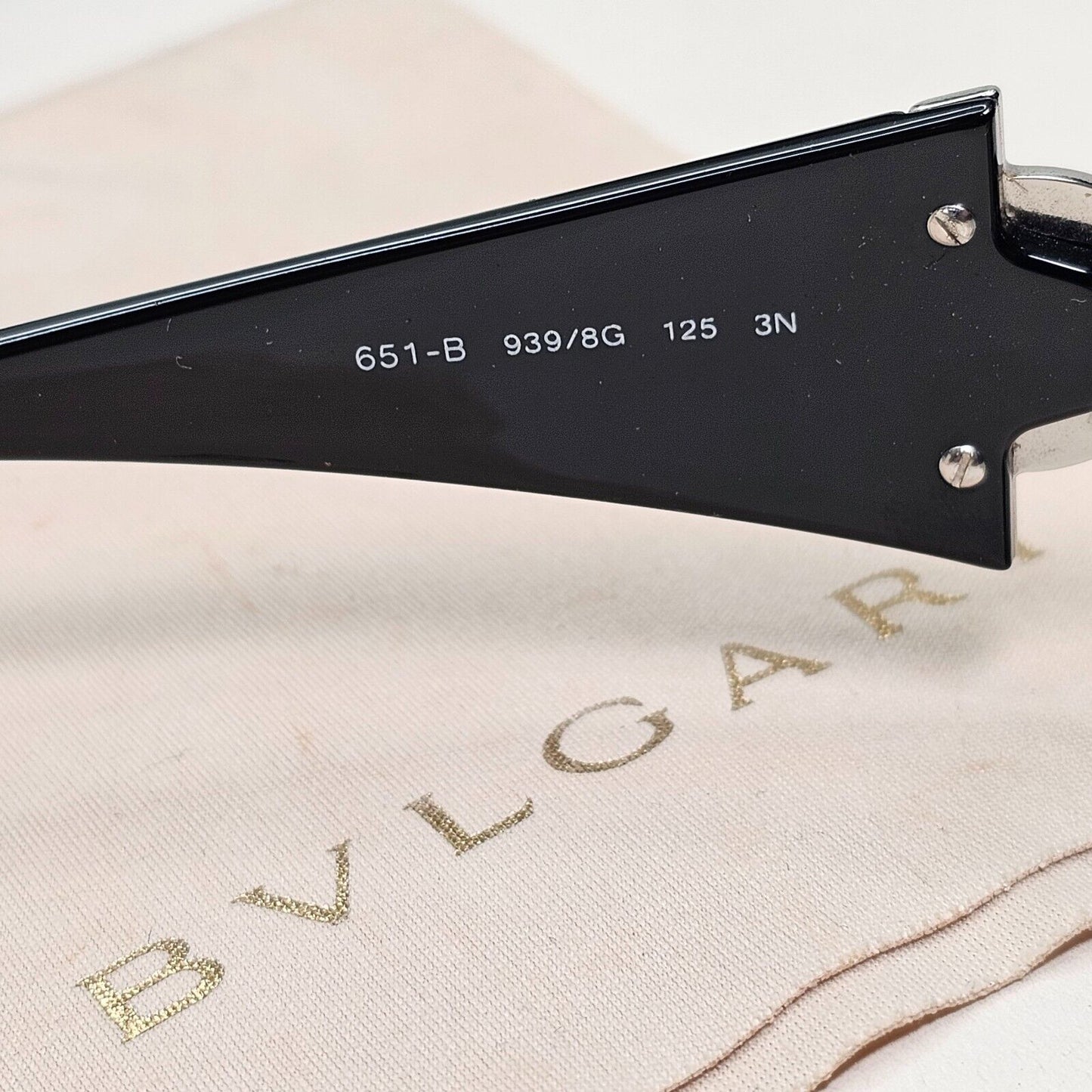 Bvlgari Sunglasses 2008 Vintage Large Shield Black Silver 651-B 939/8G 021124