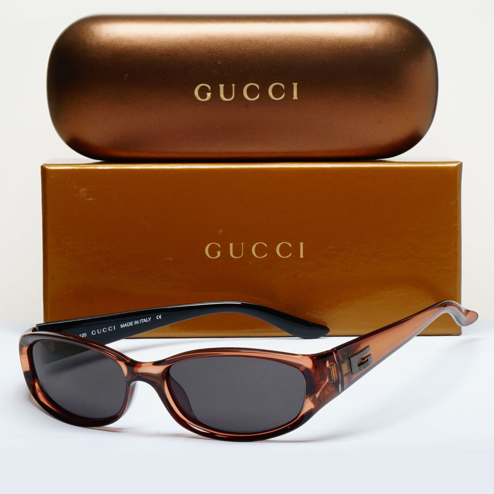 Gucci Sunglasses 1998 Vintage Brown Black Rectangle GG 2456/S E3K 55mm 060125