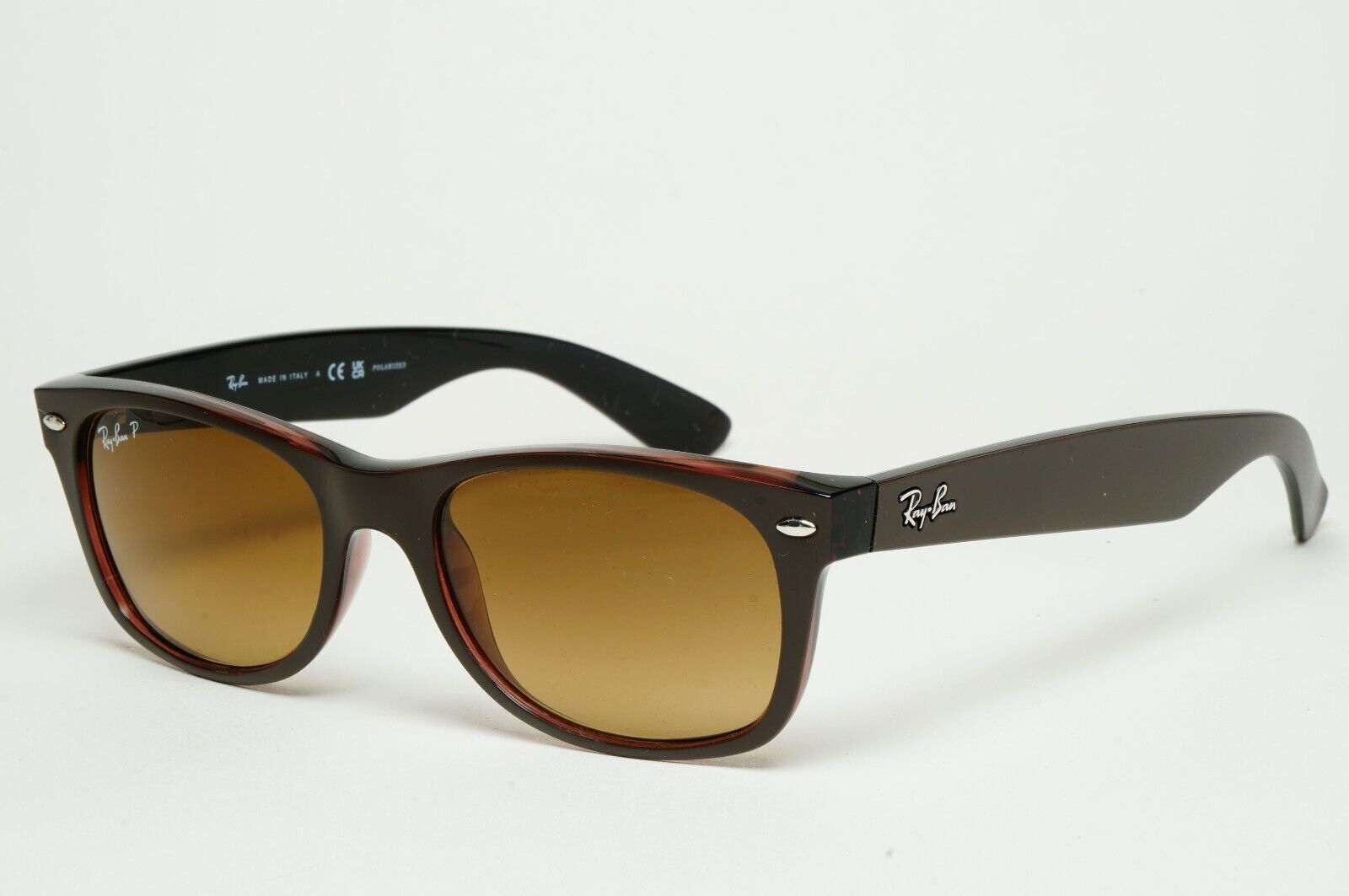 Ray-Ban Sunglasses Polarised New Wayfarer Brown Matte RB 2132 6608/M2 52mm