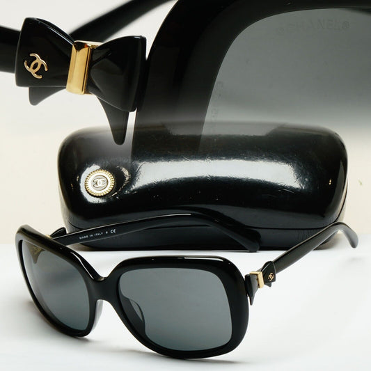 Chanel Sunglasses 2011 Bows Vintage Black Square 5171-A c.888/3F 220125