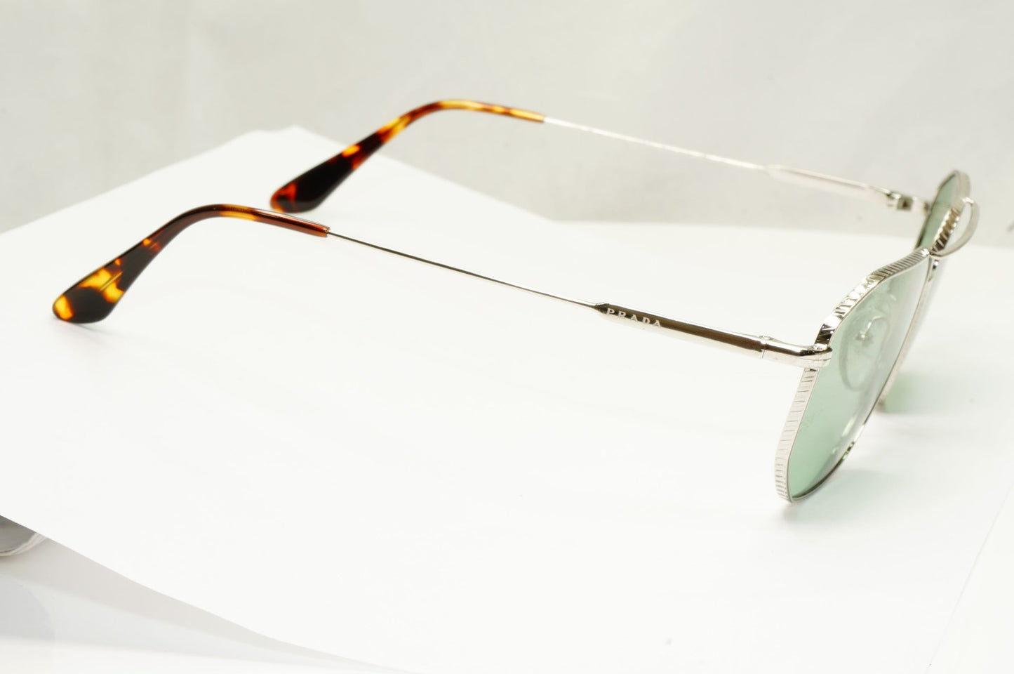 Prada Sunglasses Glass Lens Silver Green Metal Navigator PR64XS SPR 64X 1BC-02D