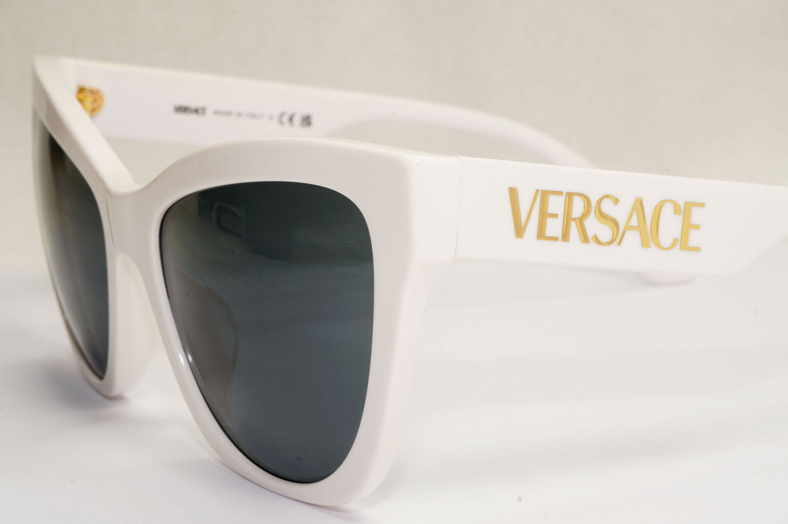 Versace Sunglasses White Gold Cat Eye Grey MOD VE 4417-U 314/87