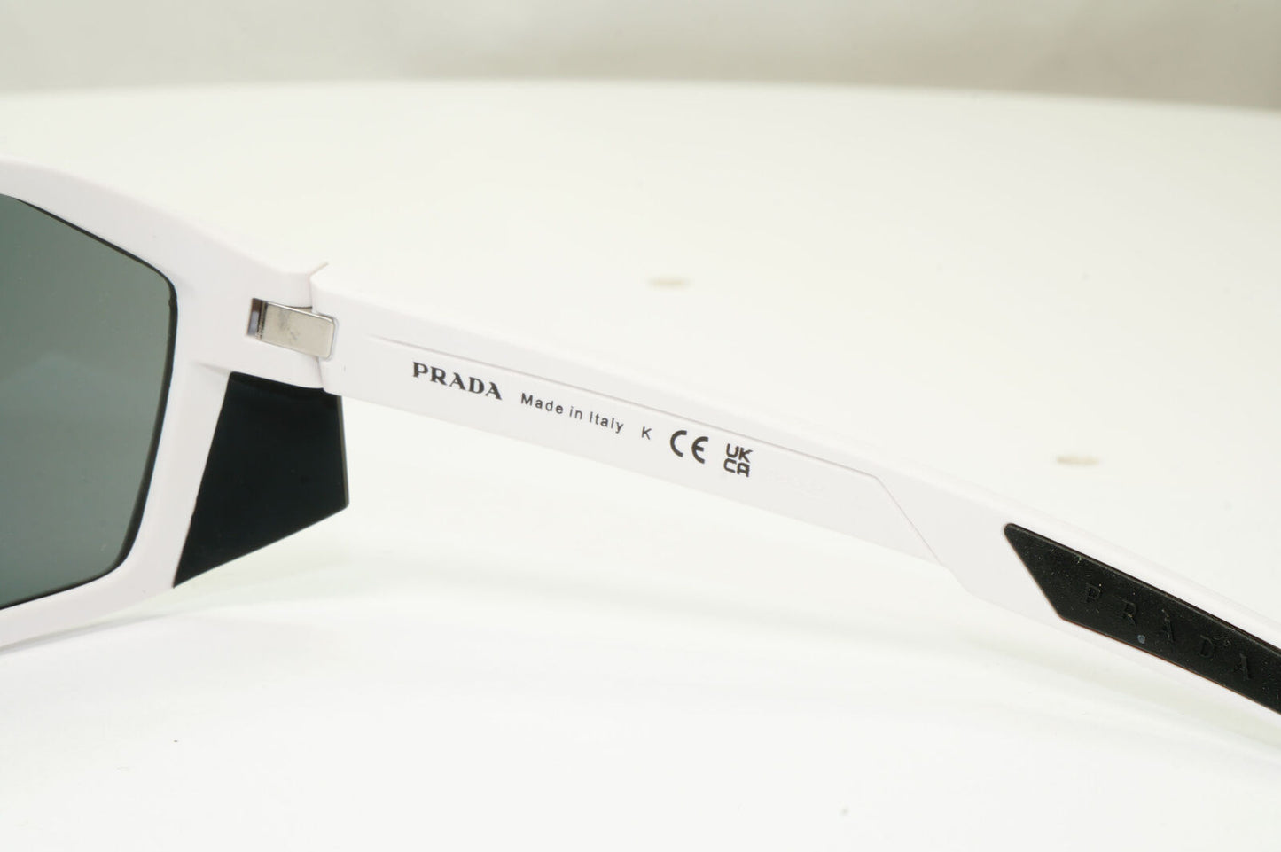 Prada White Black Sunglasses Wrap Red Stripe Mens Rossa PS08WS SPS 08W AAI-06F