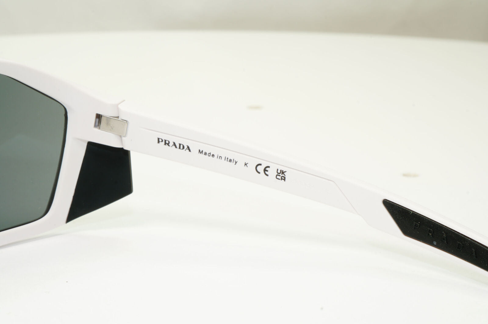 Prada White Black Sunglasses Wrap Red Stripe Mens Rossa PS08WS SPS 08W AAI-06F