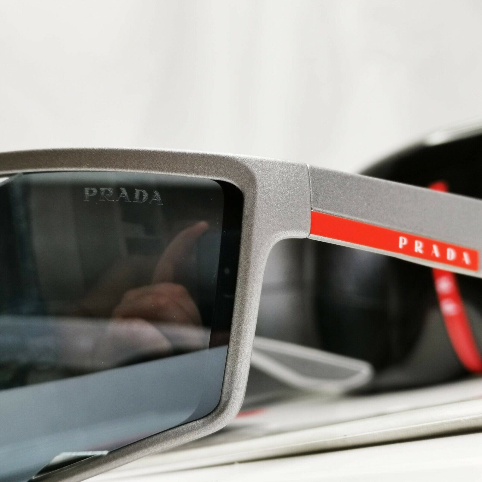 Prada Shield Grey Mirror Sunglasses Graphite Visor Ski Mens Mask SPS 09U 449-5L0