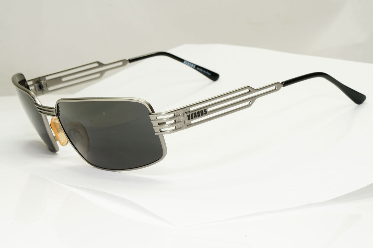 Versus 1996 by Gianni Versace Vintage Silver Black Sunglasses MOD F37 COL 77M