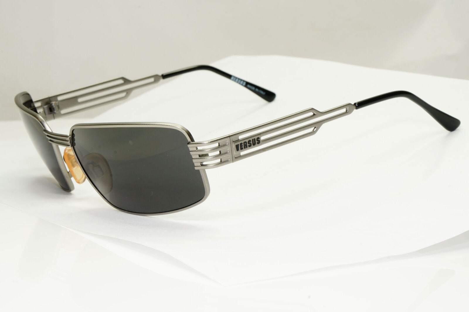 Versus 1996 by Gianni Versace Vintage Silver Black Sunglasses MOD F37 COL 77M