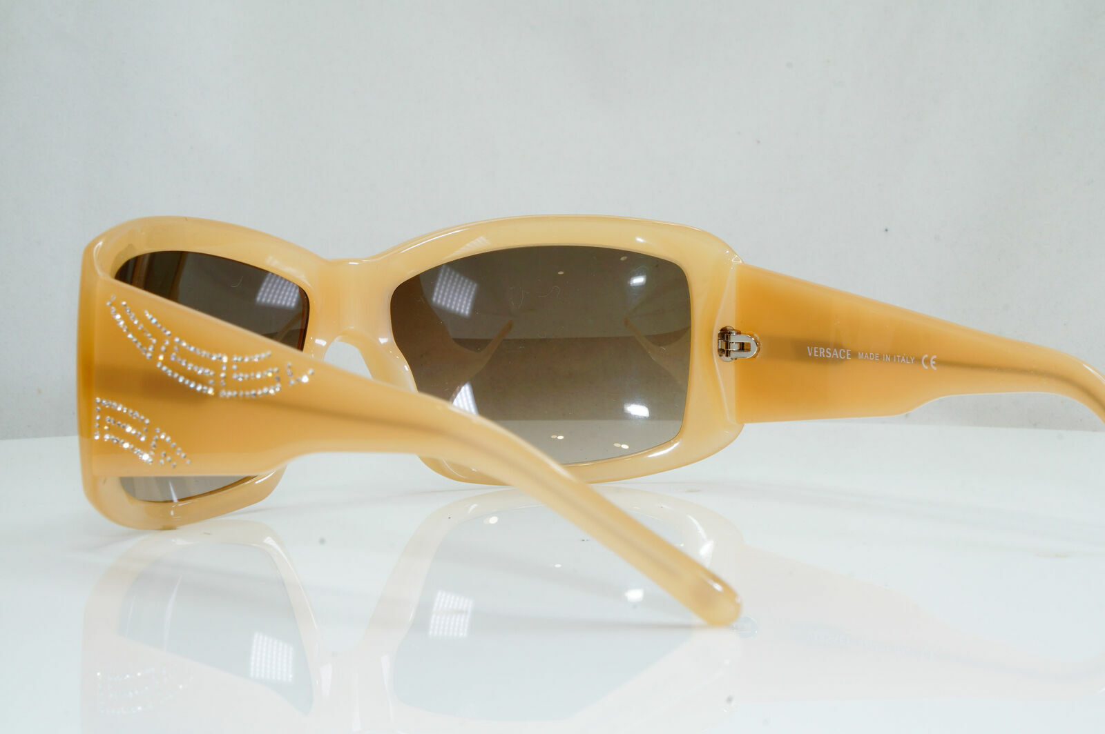 Versace Nude Beige Sunglasses Diamante Square Womens Brown 4130 329/13 28507