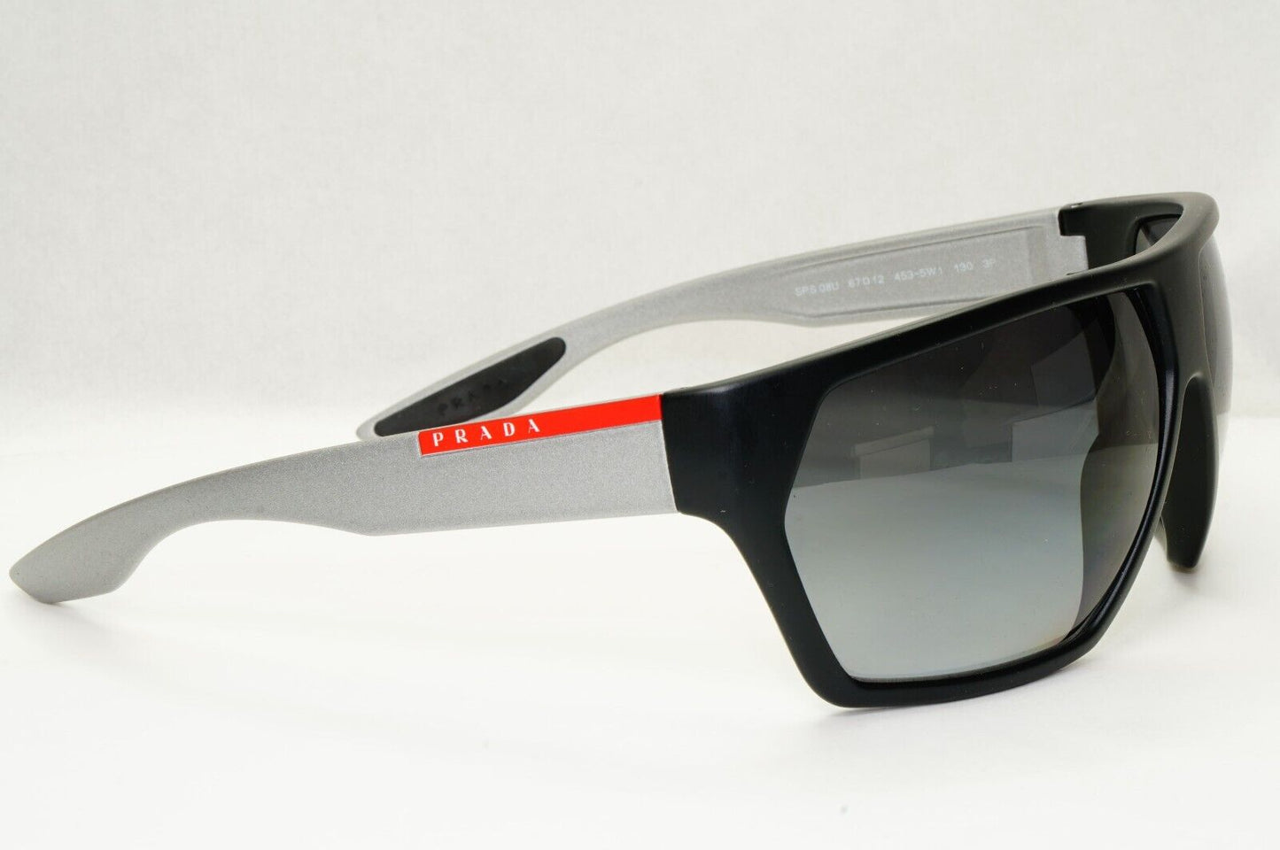 Prada Sunglasses Polarized Black  Wrap Grey Rubber PS08US SPS 08U 453-5W1
