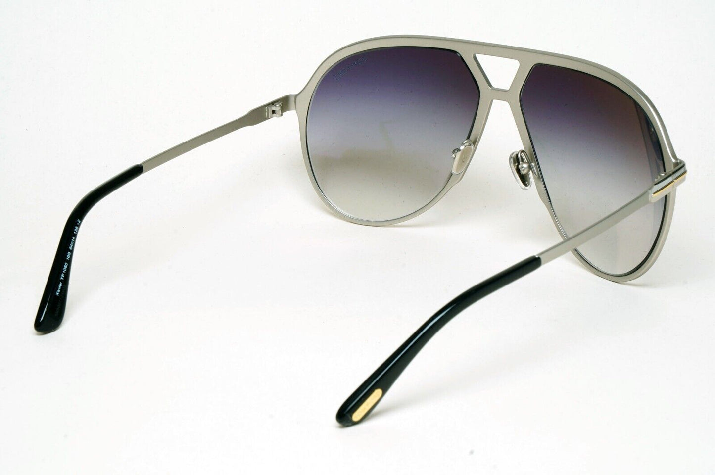 Tom Ford Sunglasses Xavier Silver Grey Gradient Large Pilot Metal TF 1060 16B
