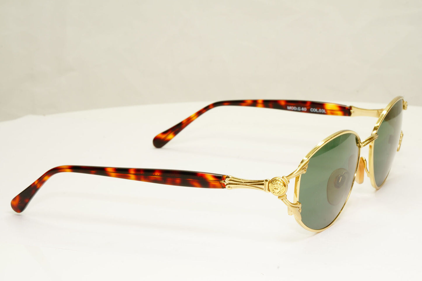 Gianni Versace 1995 Vintage Gold Medusa Green Brown Sunglasses MOD G40 COL 03L A