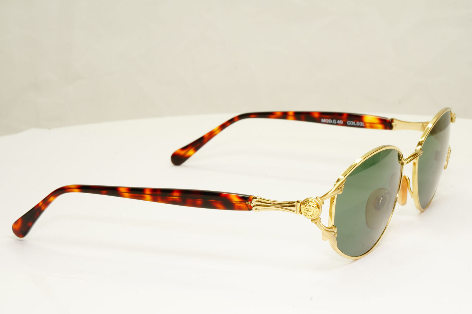 Gianni Versace 1995 Vintage Gold Medusa Green Brown Sunglasses MOD G40 COL 03L A