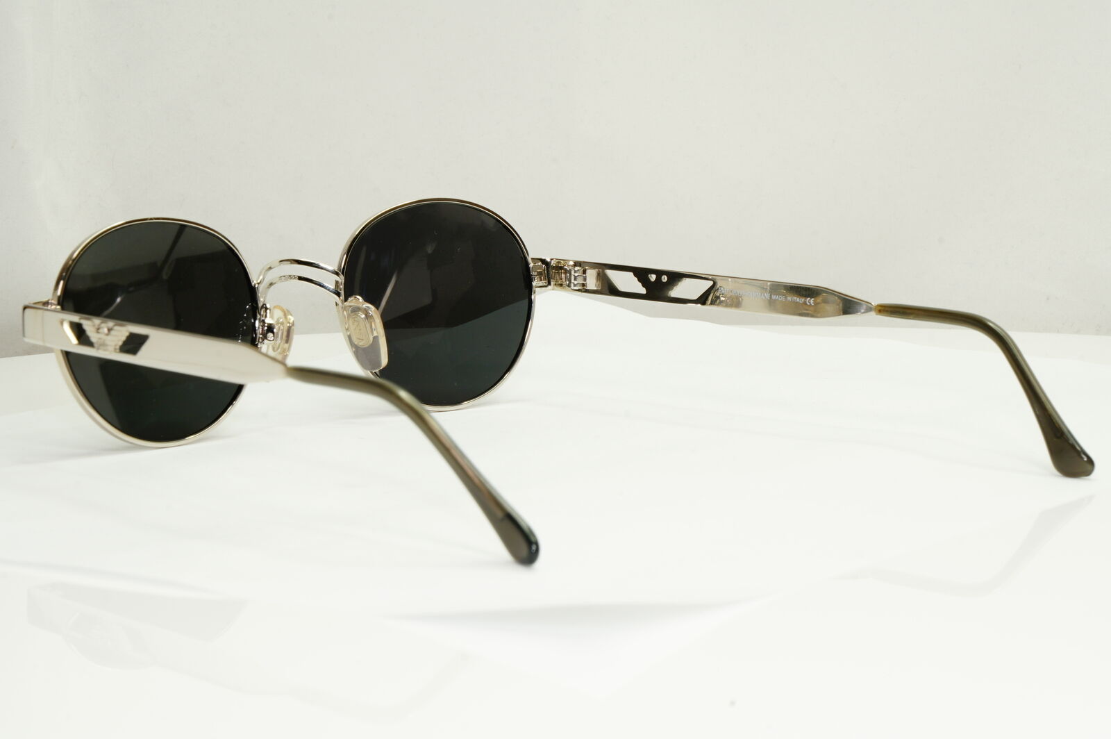 Emporio Armani Sunglasses 1997 Vintage Silver Round Black Eagle Metal 023-S 707