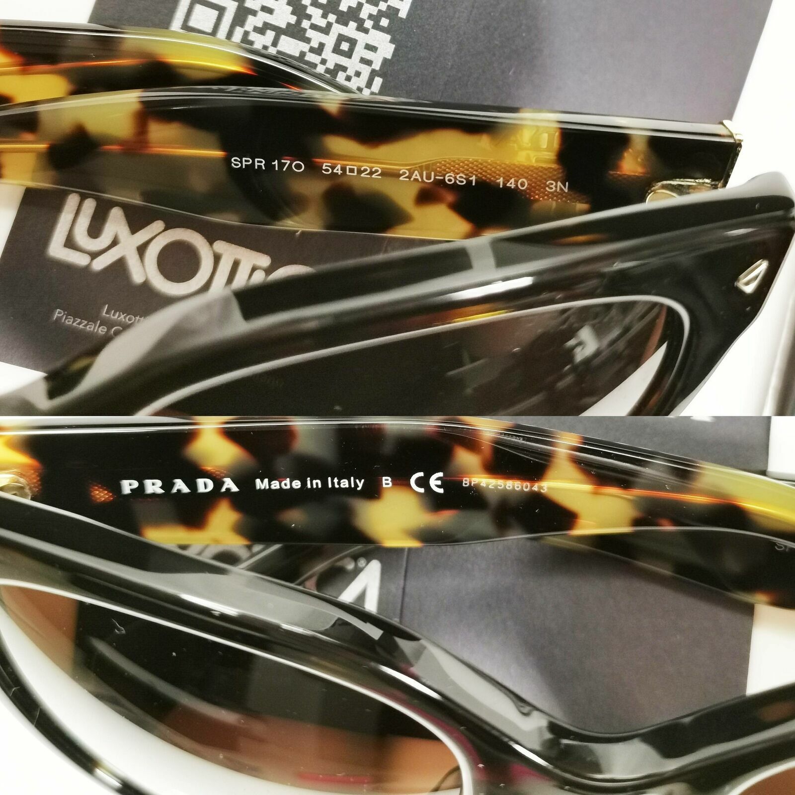 Prada Brown Tortoise Shell Sunglasses Womens Square Large SPR 17O Swing 2AU-6S1