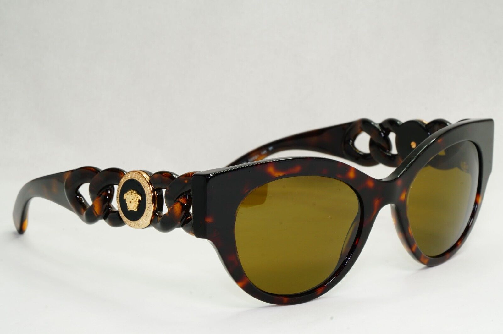 Versace Sunglasses Chain Dark Brown Tortoise Medusa Gold MOD VE 4408 108/73 52mm