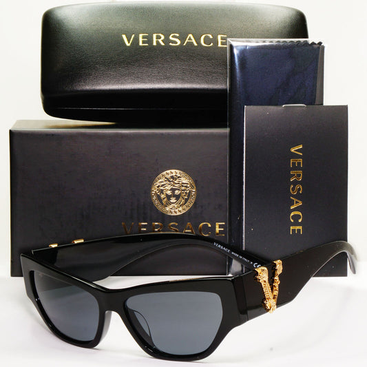 Versace Sunglasses Black Gold V Grey Square MOD VE 4383-F GB1/87 56mm