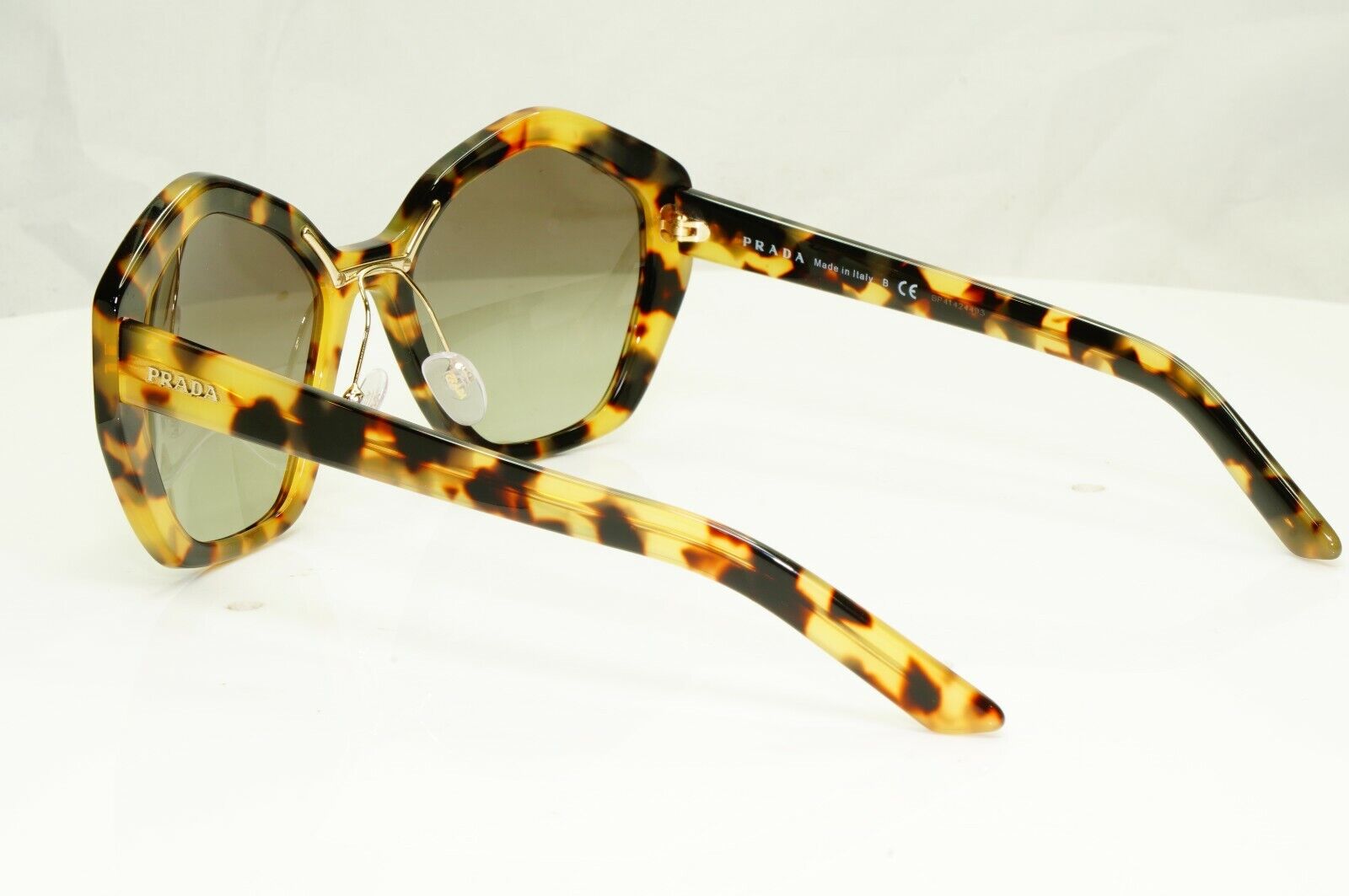 Authentic Prada Womens Sunglasses Brown Angular Hexagon SPR 08X 7S05O2 Oversized