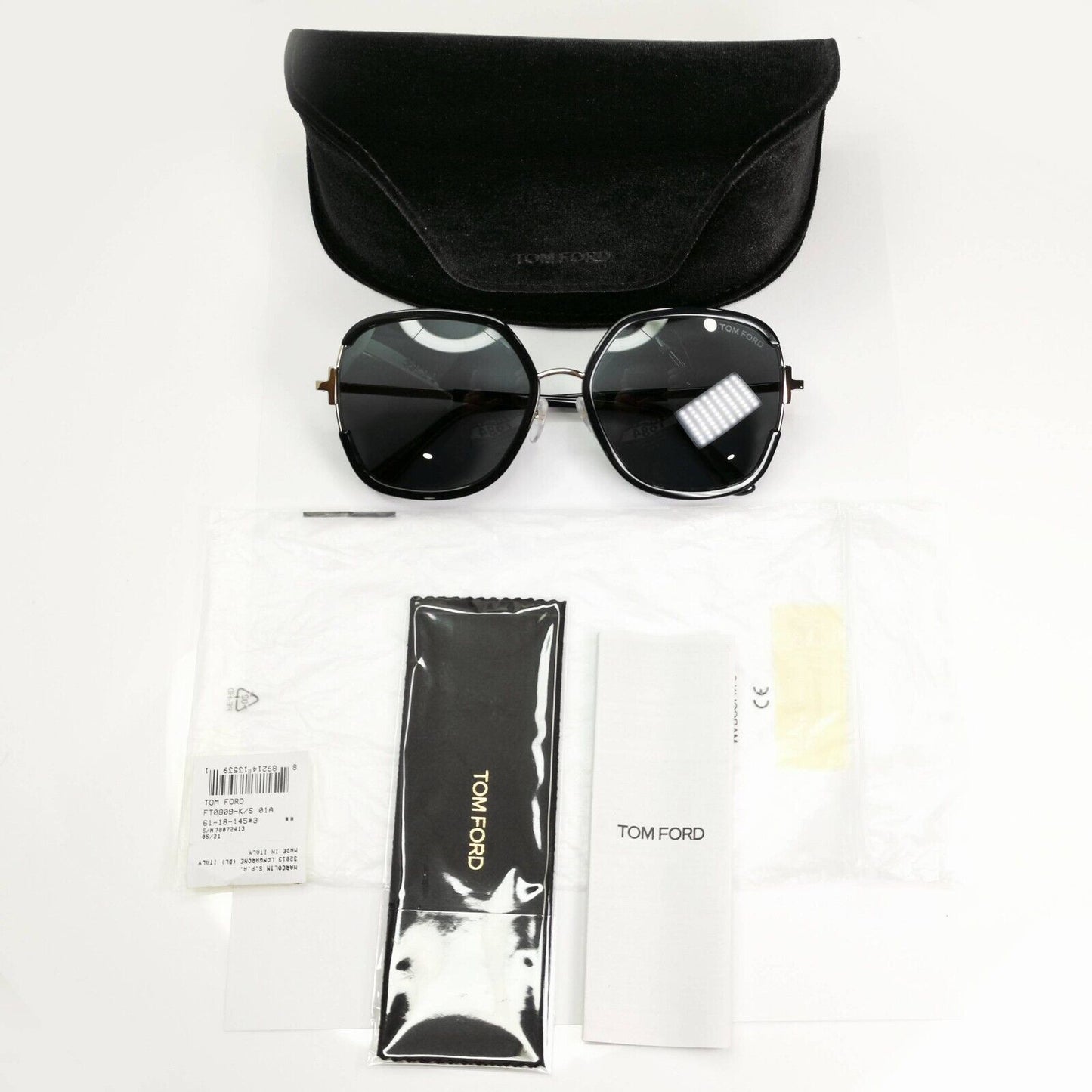 Tom Ford Oversized Black Sunglasses Gold Large Square TF 809 K 01A [b] 38898