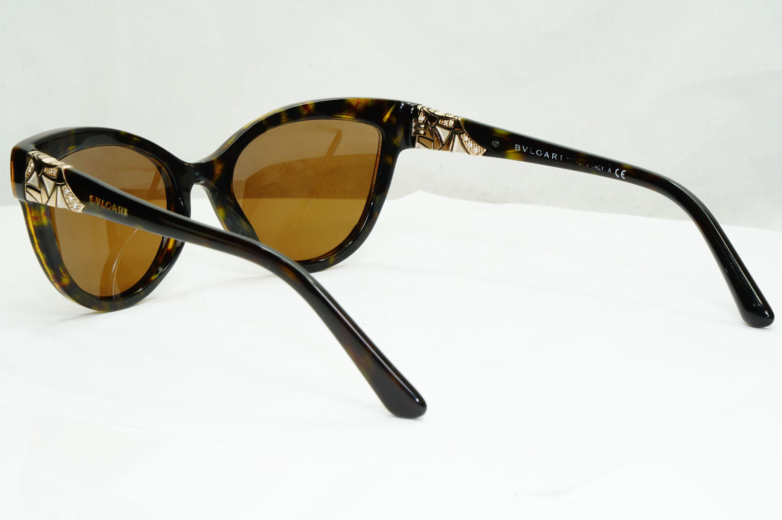 Bvlgari 2015 Sunglasses Brown Gold Diamante Cat Eye 8156-B 5353/13 030123