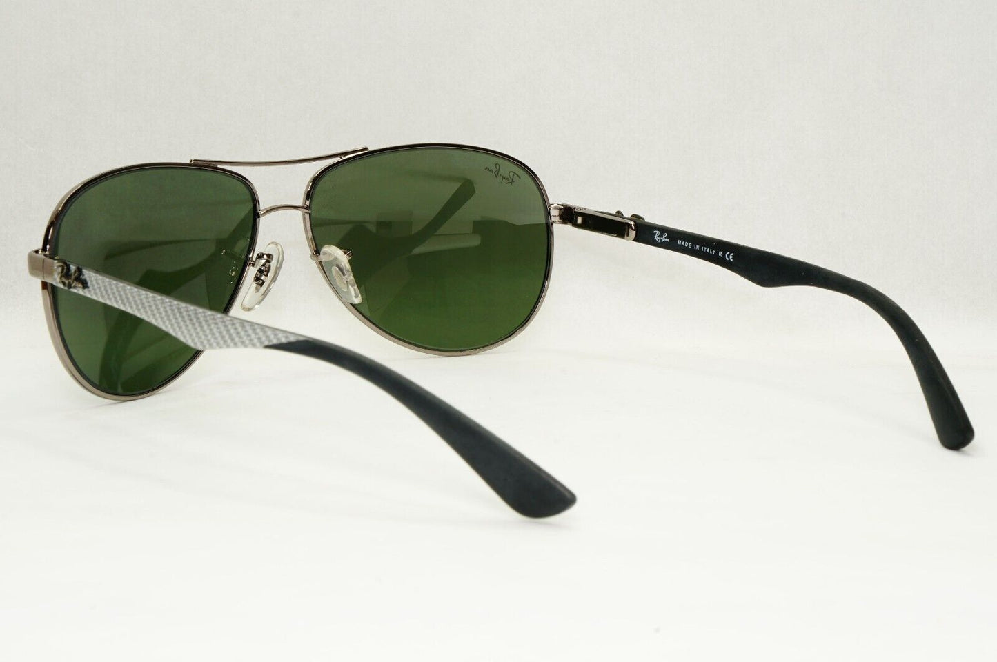 Ray-Ban Sunglasses Carbon Fibre 2013 Pilot Aviator Grey Silver Green RB 8313 004
