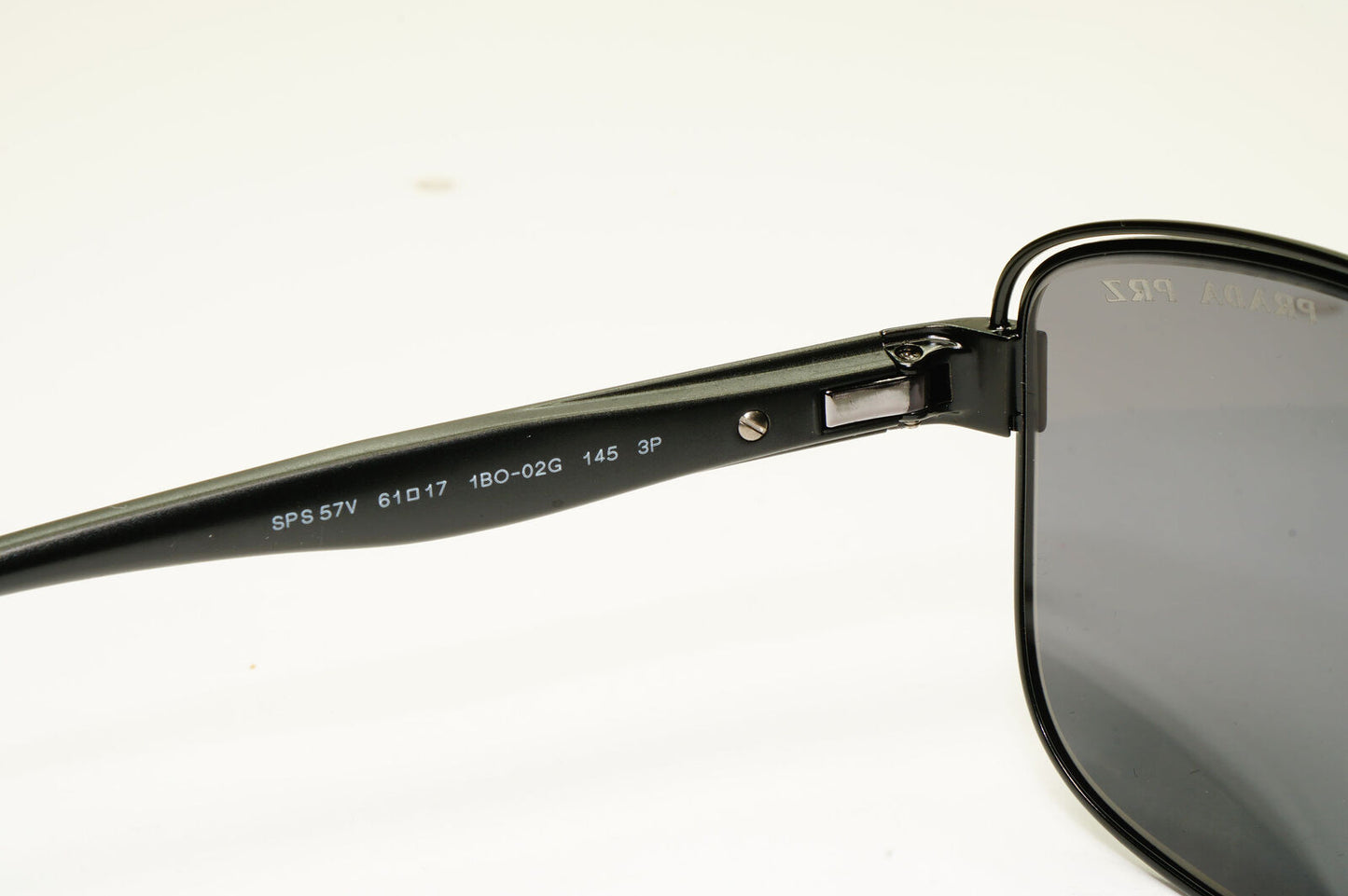 Prada Polarised Sunglasses Black Grey Pilot Metal PS57VS SPS 57V 1BO-02G