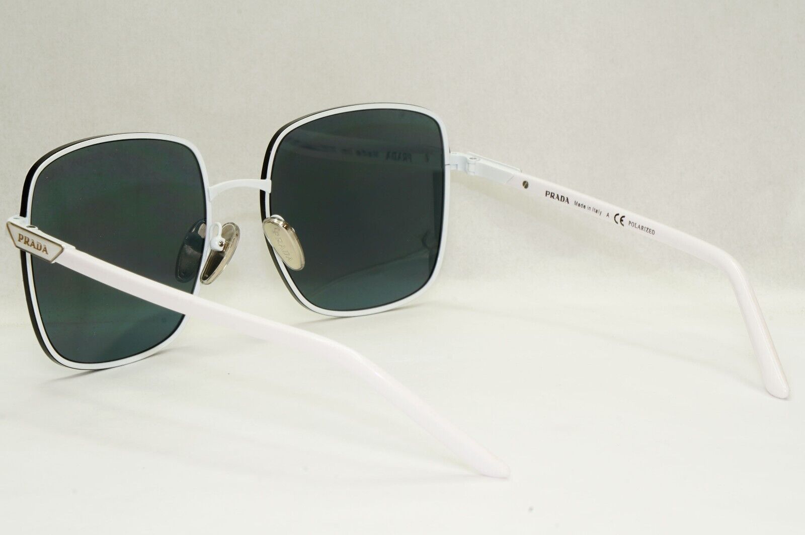Prada Sunglasses Polarized White Black Grey Oversized PR55YS SPR 55Y 461-5Z1