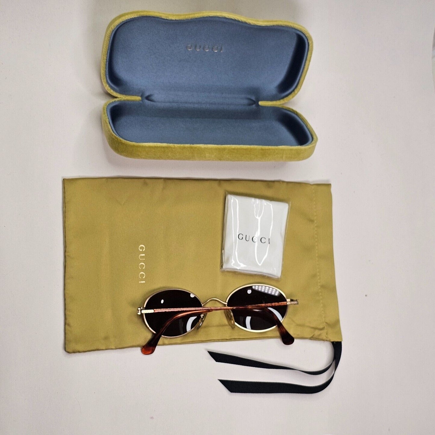 Gucci Sunglasses 1994 Vintage Gold Brown Oval Unisex GG 1247/S FP7 50mm 230924