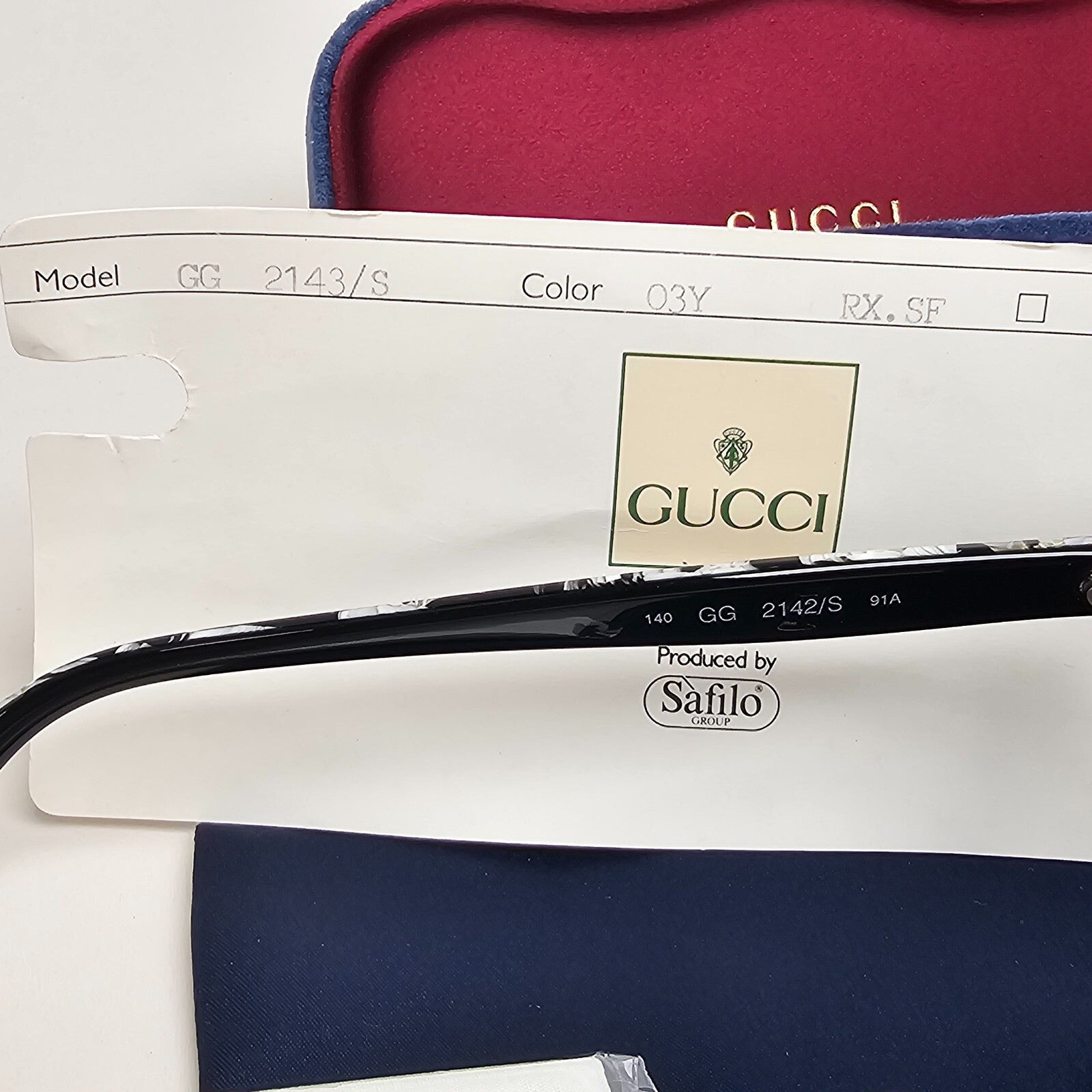 Gucci Sunglasses 1993 Vintage Marble Black White Grey GG 2142/S 91A 200225