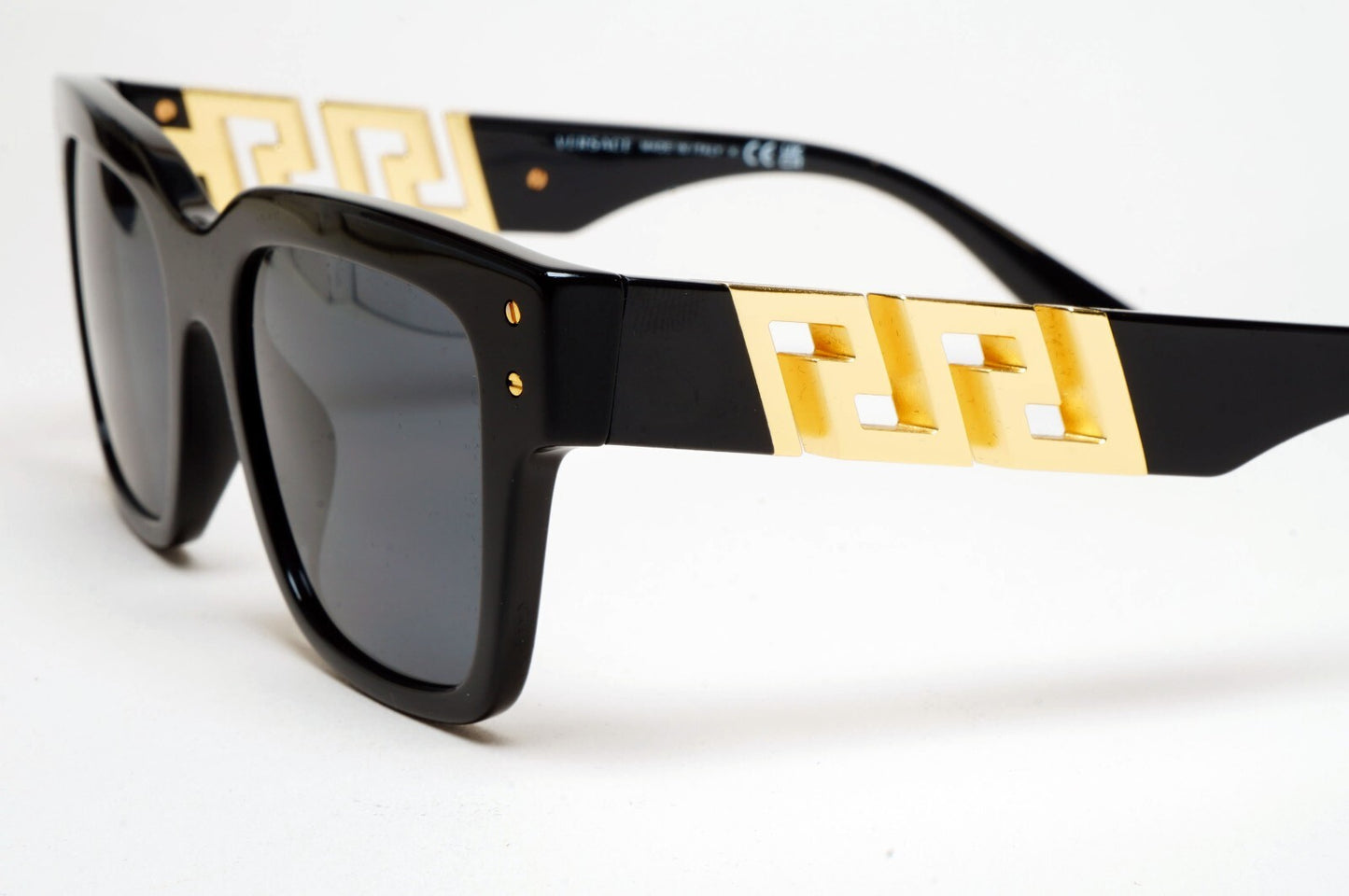 Versace Sunglasses Black Gold Meander Square MOD VE 4421 GB1/87 52mm