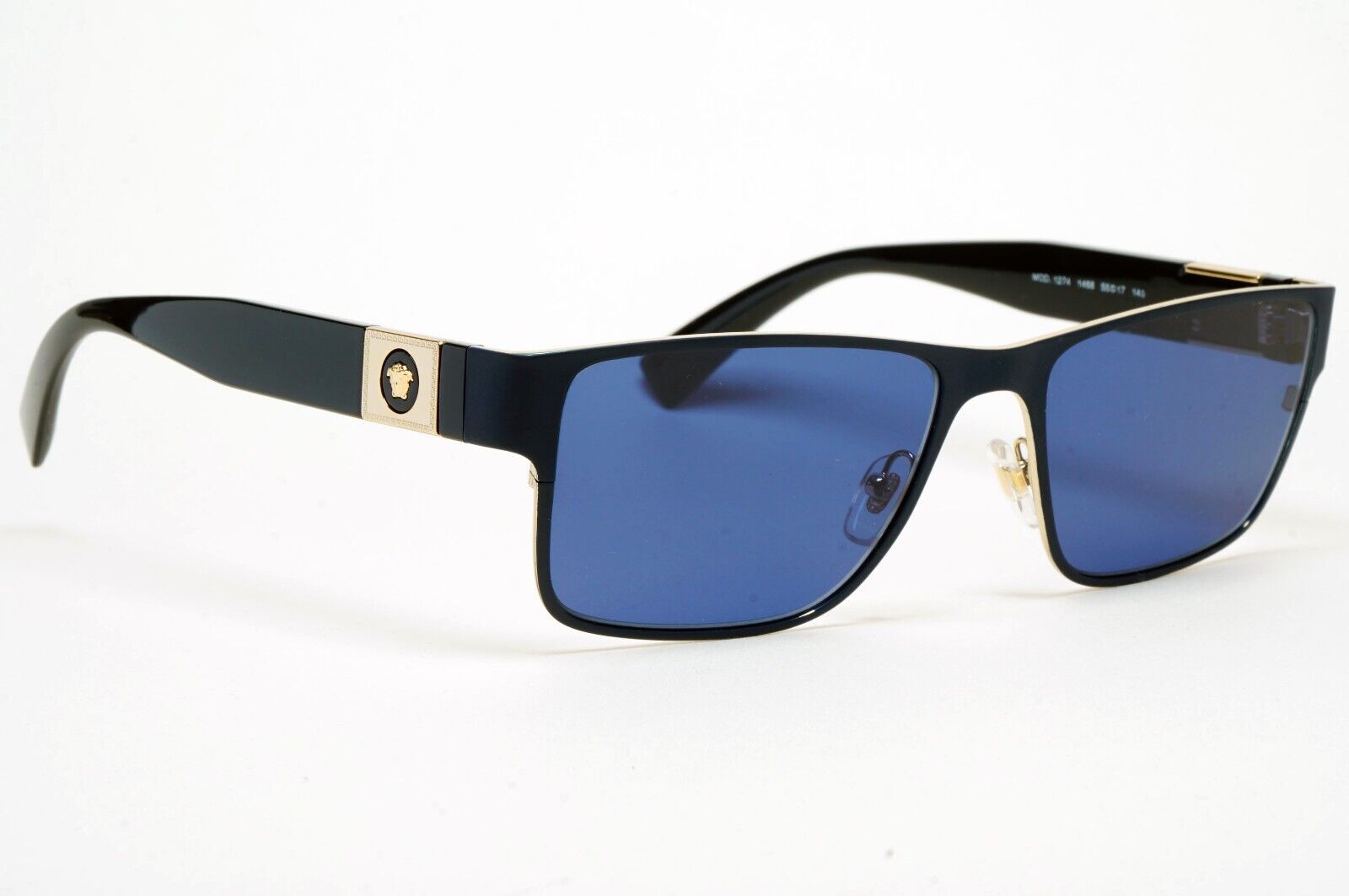 Versace Sunglasses Blue Black Gold Medusa Metal Square MOD 1274 1468 55mm [b]