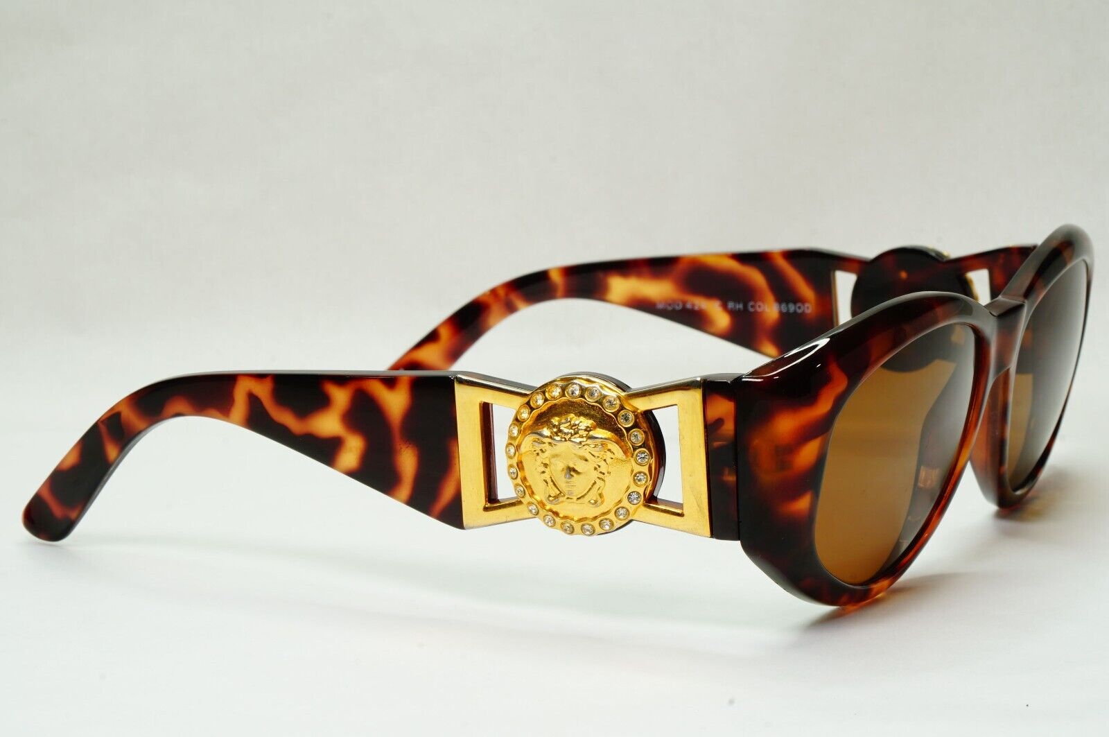 Gianni Versace Sunglasses 1996 Vintage Brown Gold MOD 424/C RH 869 Biggie 111223