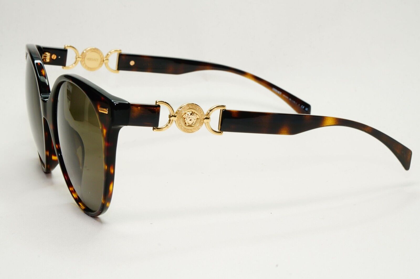 Versace Sunglasses Brown Havana Gold Round Lens Oversized MOD VE 4442-F 108/3