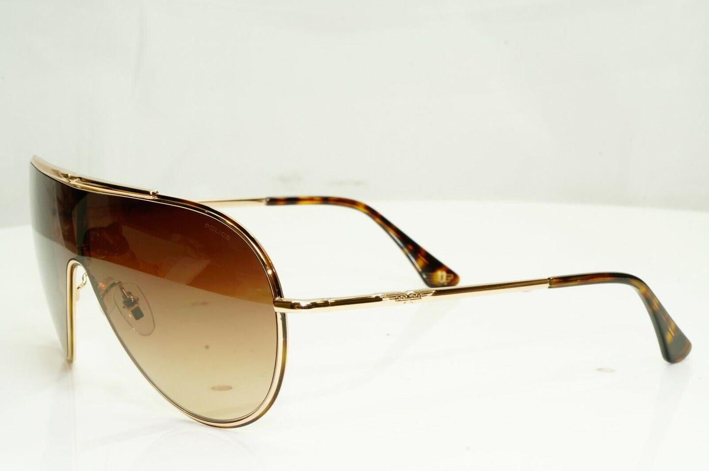 Police Gold Brown Gradient Shield Visor Ski Metal Sunglasses Mens SPL 964 0330