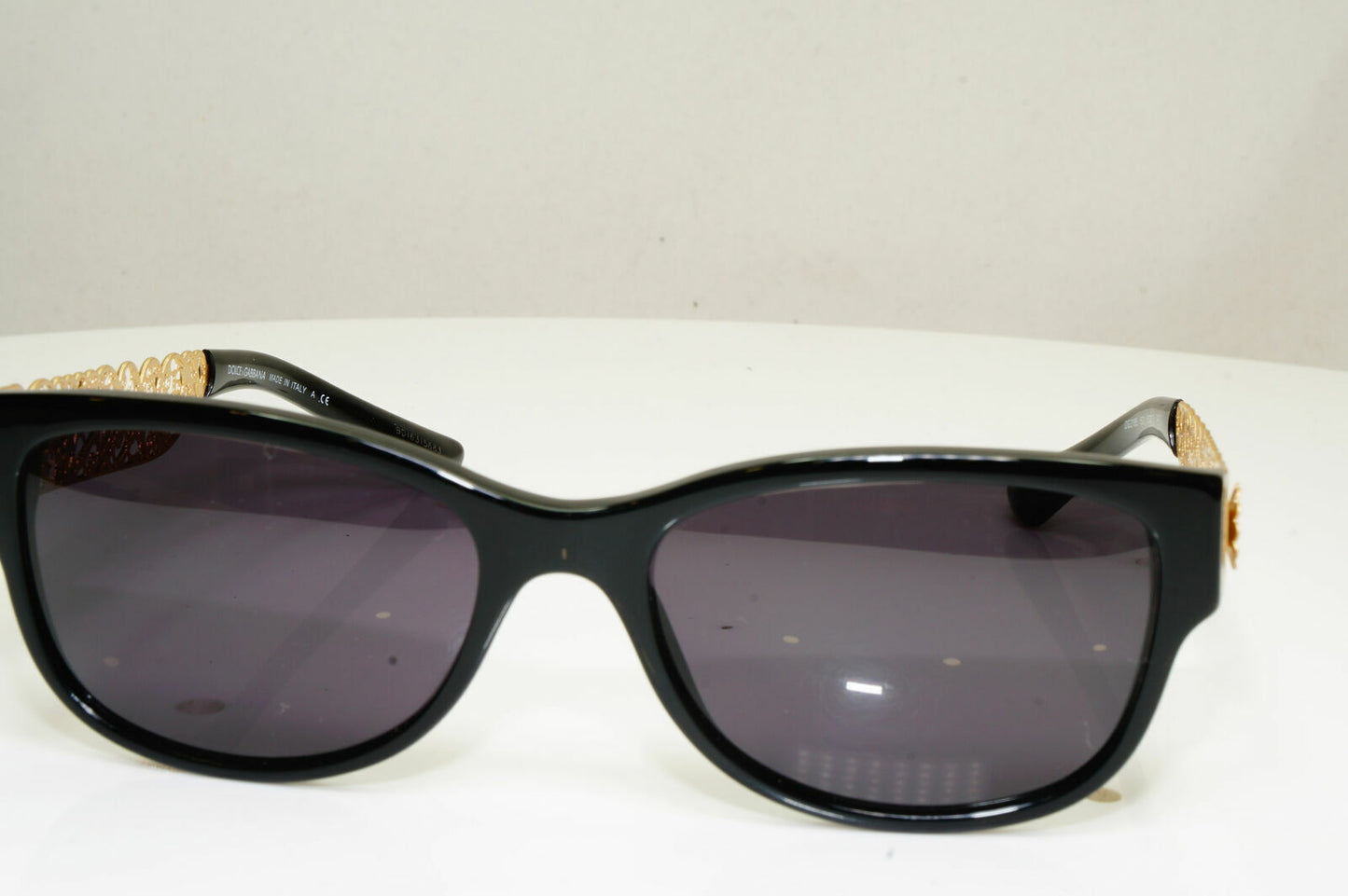 Authentic Dolce & Gabbana Gold Flowers Black Womens Sunglasses DG 3185 501 30209