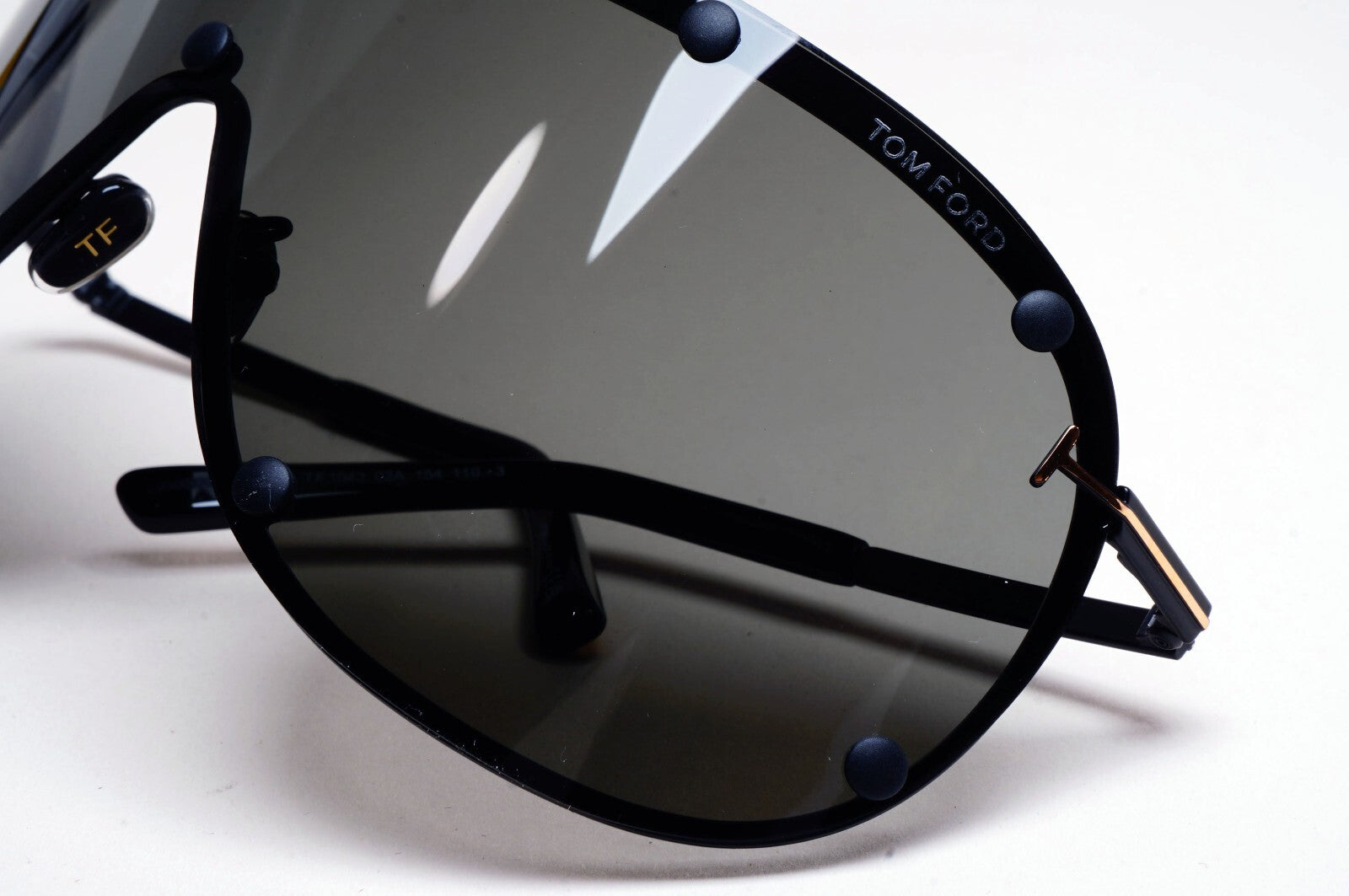 Tom Ford Sunglasses Kyler Black Grey Gold Shield Visor FT1043 TF 1043 02A