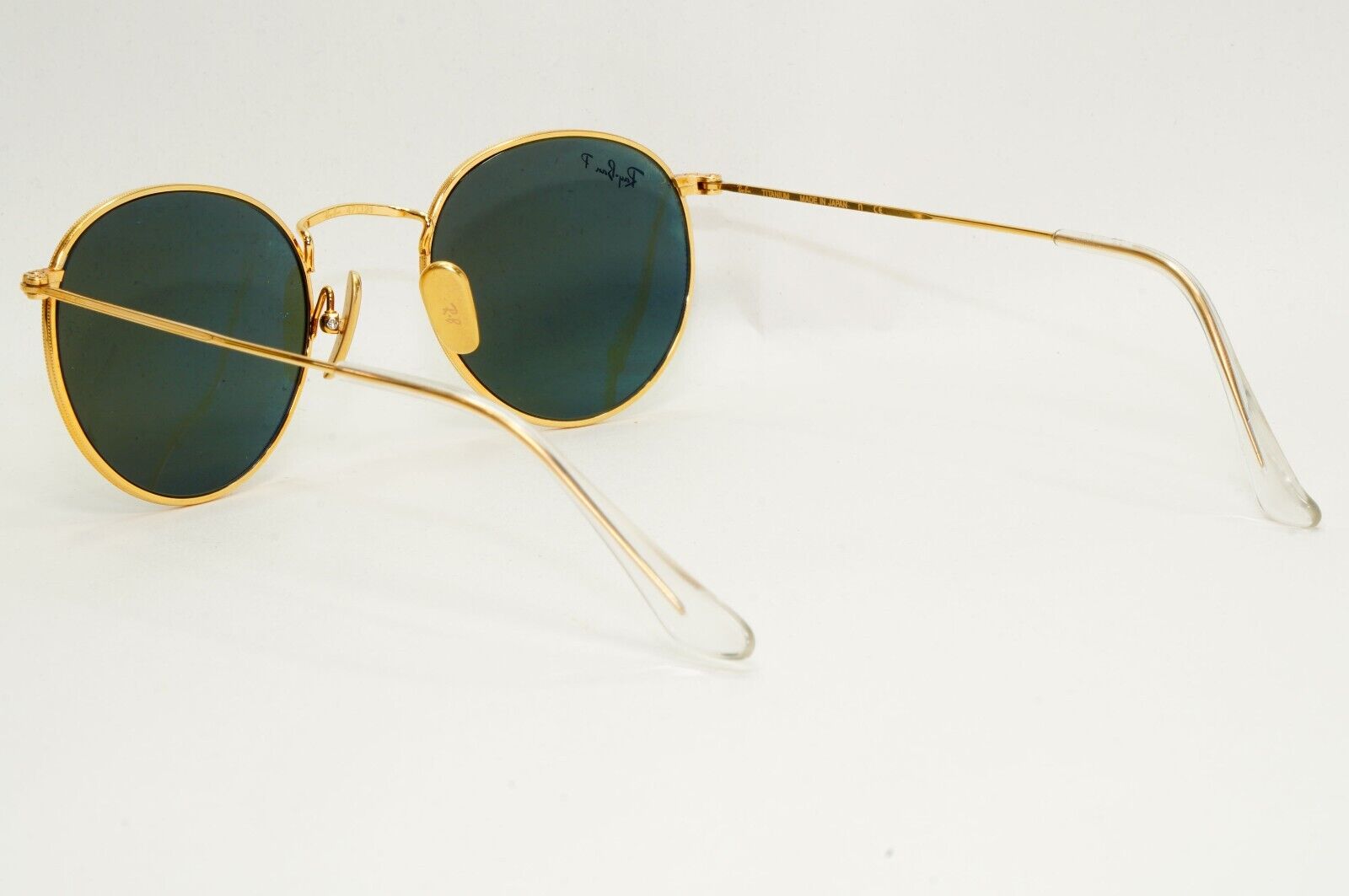 Ray-Ban Sunglasses Round Titanium Polarised Gold Green RB 8247 9216/58 47mm