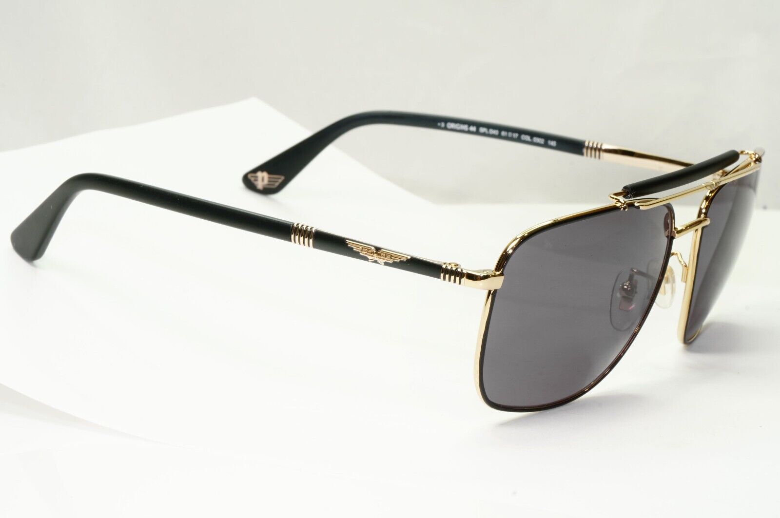 Police Black Gold Sunglasses Pilot Brow Bar Origins 44 SPL D43 COL 0302 61mm