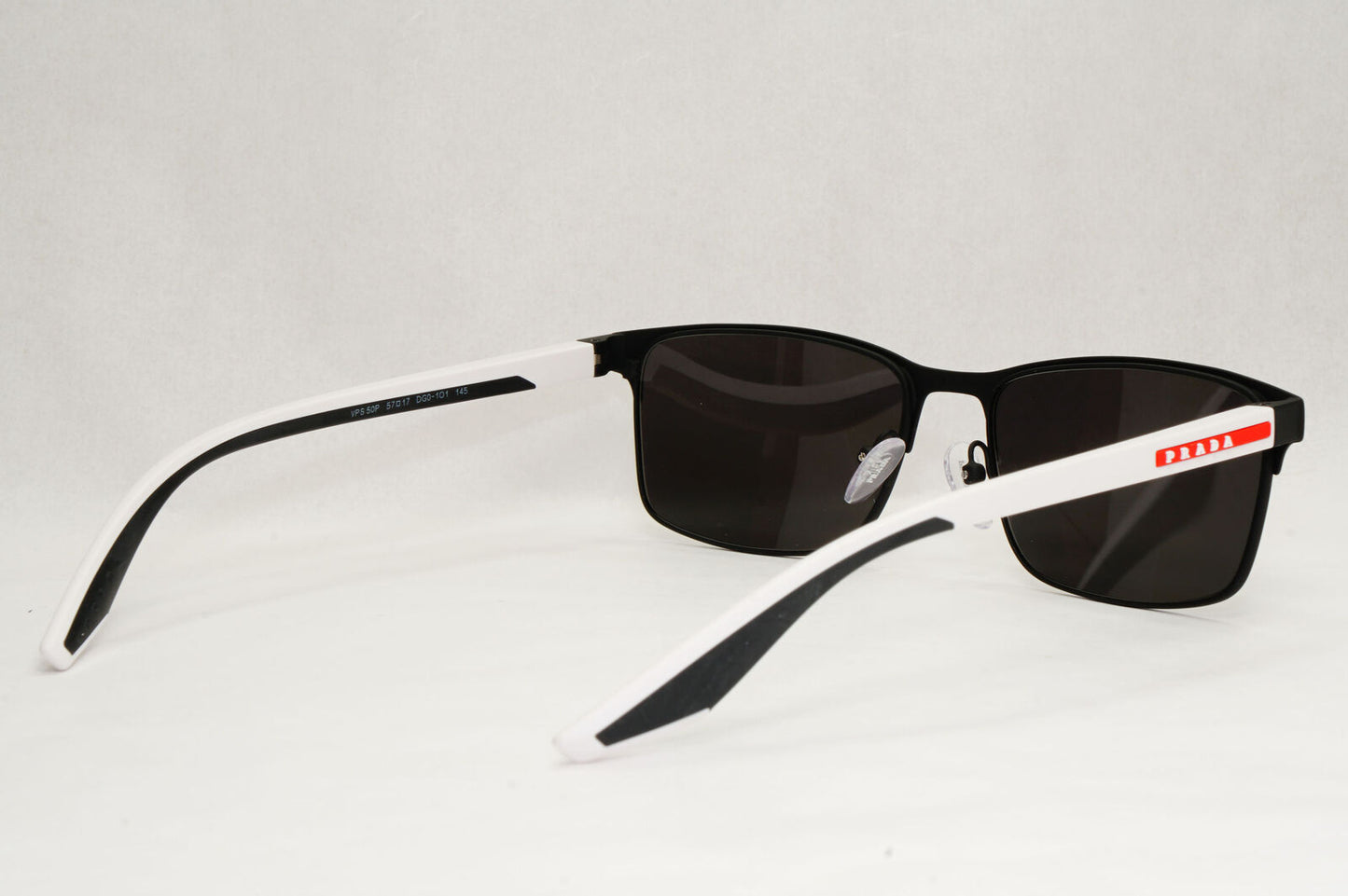 Prada Sunglasses Black White Red Linea Rossa Square PS50PV VPS 50P DG0-1O1 57mm