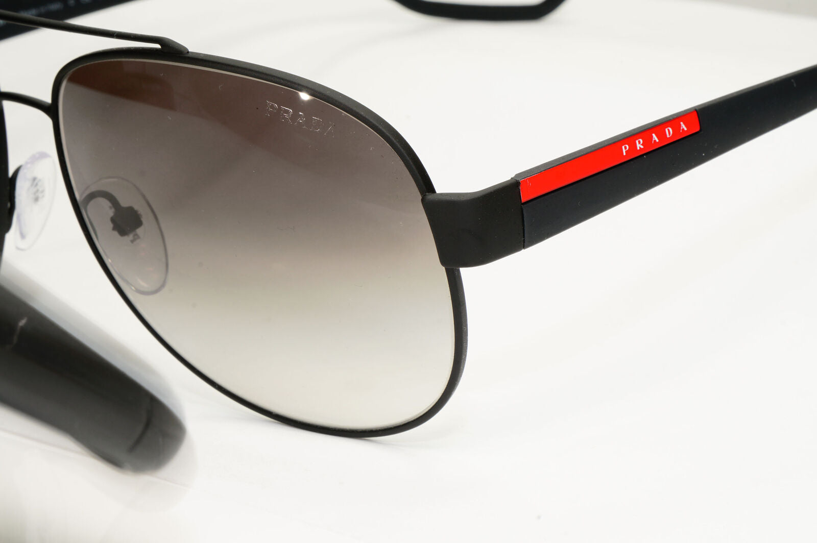 Prada Black Sunglasses Pilot Grey Gradient Sport Rubber PS55QS SPR 55Q DG0-0A7
