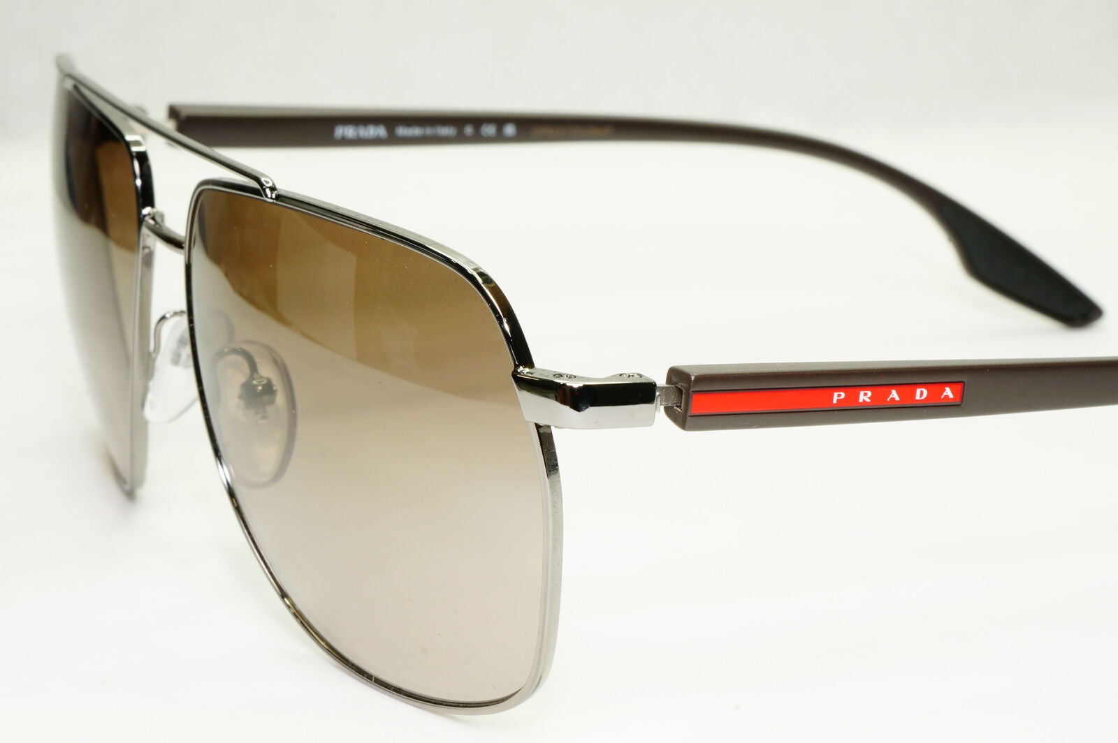 Prada Sunglasses Brown Pilot Gradient Gunmetal PS55VS SPS 55V 5AV-1X1 62mm
