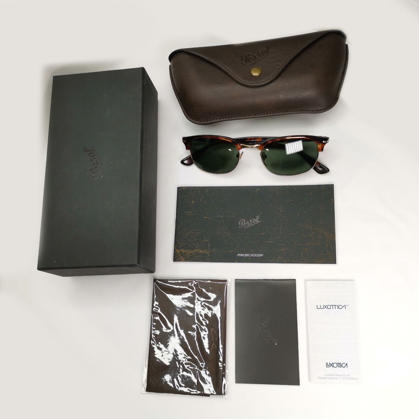 Persol Sunglasses 2015 Brown Tortoise Green Rectangle Vintage 8139-S 24/31 52mm