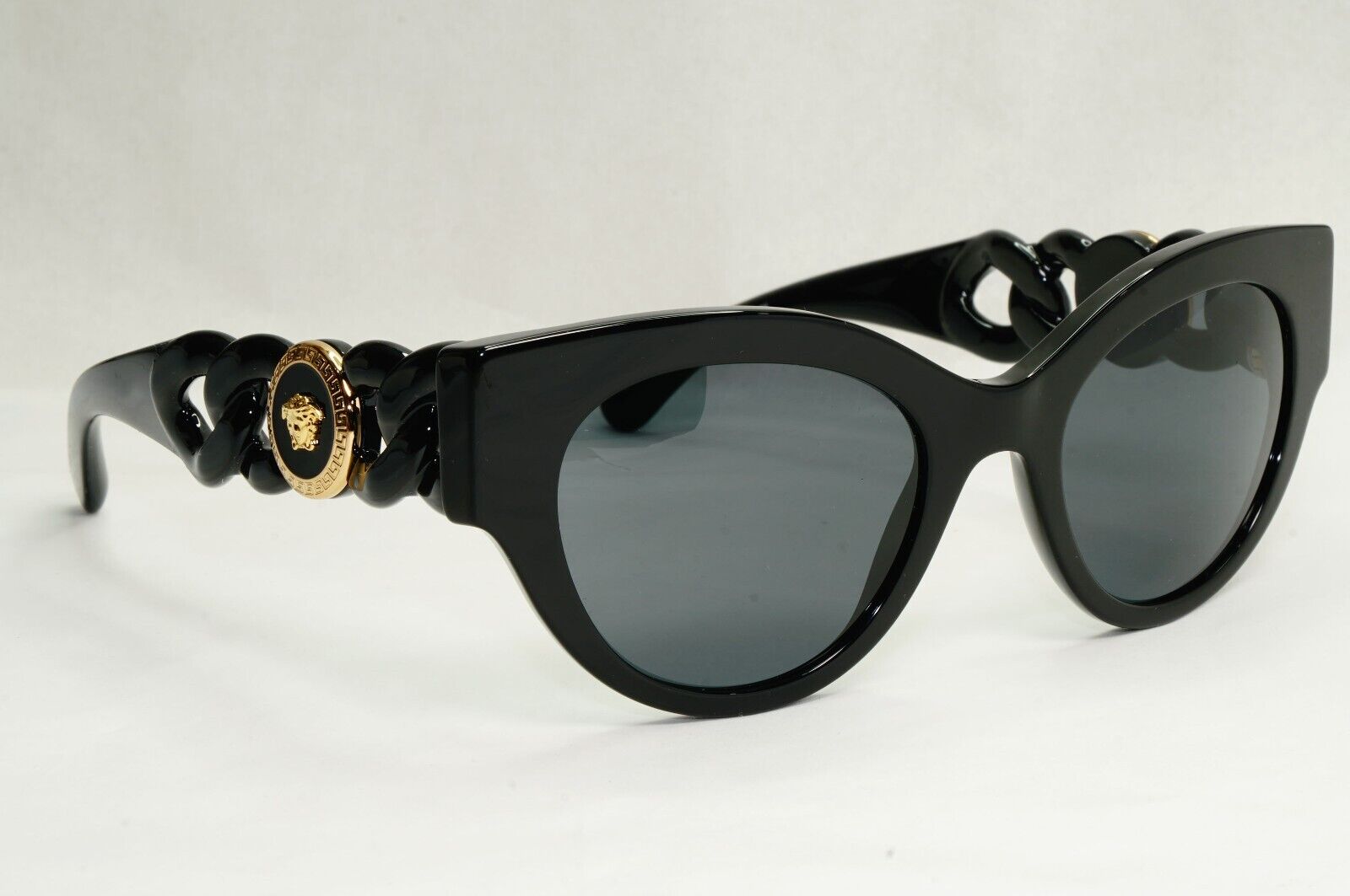 Versace Sunglasses Chain Black Gold Medusa Dark Grey MOD VE 4408 GB1/87 52mm