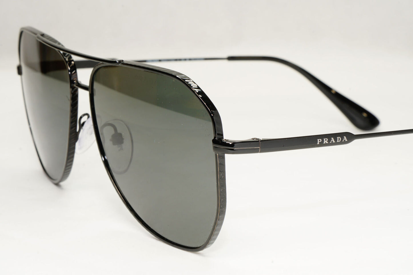 Prada Sunglasses Glass Lens Black Metal Pilot  PR63XS SPR 63X 1AB-08G 58mm