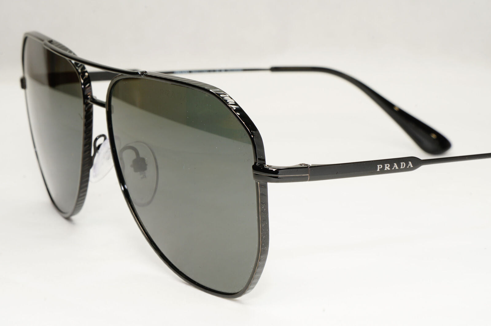Prada Sunglasses Glass Lens Black Metal Pilot  PR63XS SPR 63X 1AB-08G 58mm