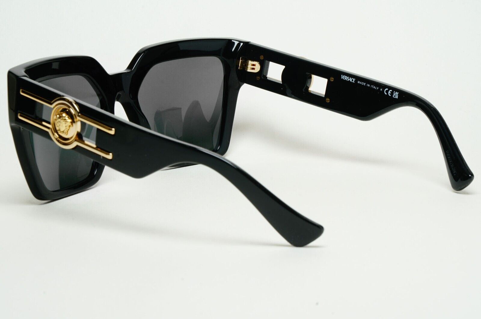 Versace Sunglasses Black Square Butterfly Grey Gold Medusa MOD VE 4458 GB1/87