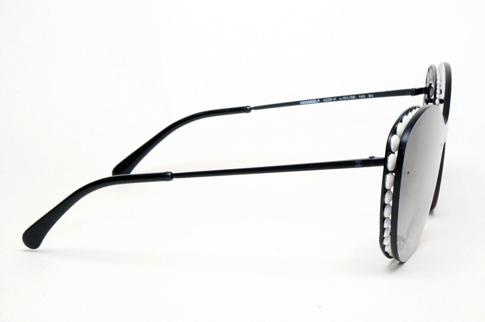 Chanel Sunglasses Pearl Black Grey Smoke Shield Visor 4236-H c.101/S6 261124