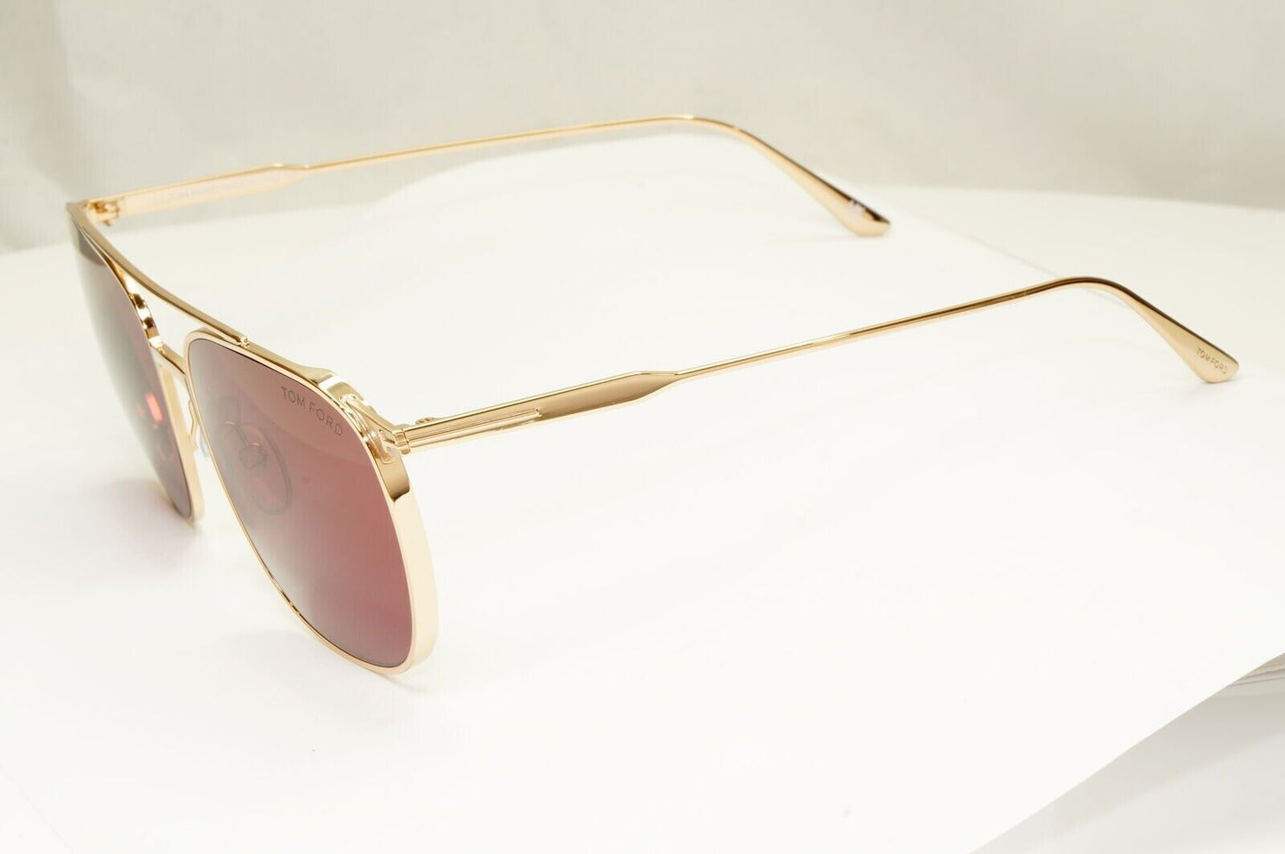 Tom Ford Gold Maroon Red Sunglasses Metal Square Pilot Kip TF 692 28S [B] 38998