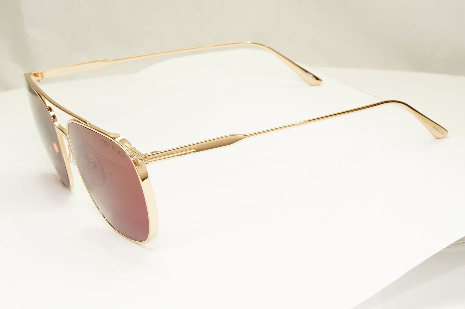 Tom Ford Gold Maroon Red Sunglasses Metal Square Pilot Kip TF 692 28S [B] 38998